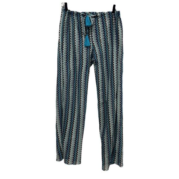 BECCA Turquoise/Multicolored‎ Swim Cover Up Pants Medium M  Straight Sheer - Picture 1 of 10